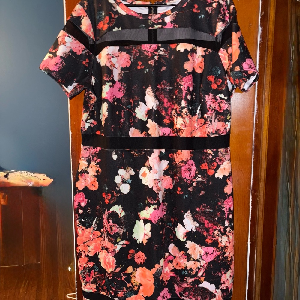 Floral Mini Dress with mesh inserts